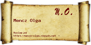 Mencz Olga névjegykártya